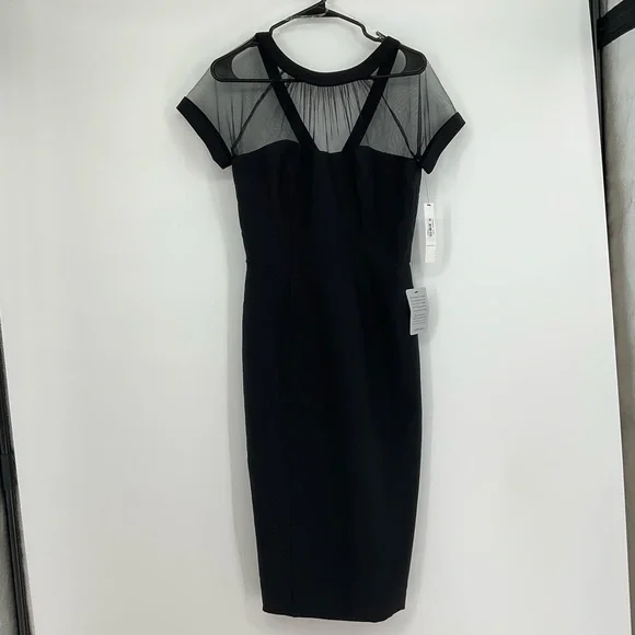 Maggy London | Dresses | Maggy London Illusion Yoke Crepe Cocktail Dress  Black Nwt Sz 8 Elegant Cocktail | Poshmark